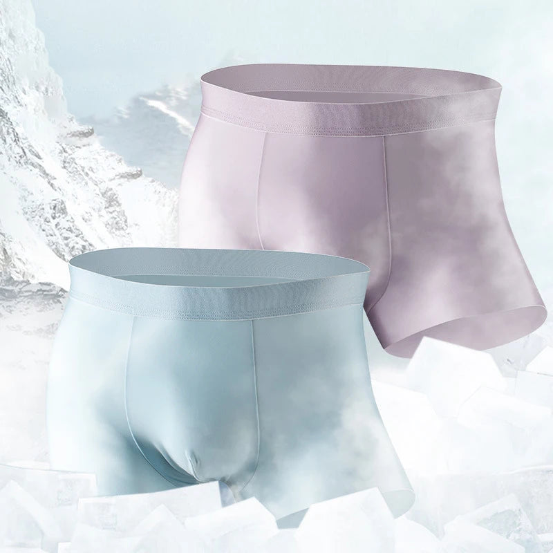 Summer Ice Silk Nude Seamless Ultra-thin Breathable Transparent Quick-drying Men's Boxer Underwear