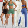 Custom Logo Training Gym Women Workout Clothes Fitness 7 Pieces Yoga Wear Sport Flare Leggings Yoga Sets