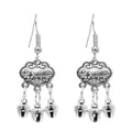 Vintage Chinese Style Long Life Lock Access Safety Words Bell Tassel Pendant Earrings