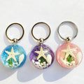 Fashion Cute Bag Accessories Glow in the Dark Epoxy Resin Starfish Keychain for Gift