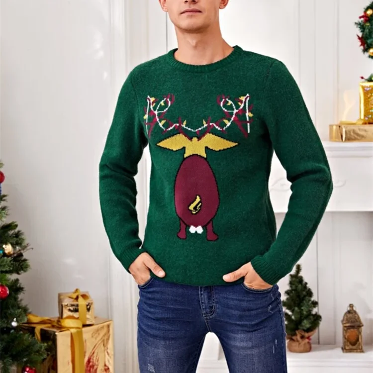 Custom Pattern Unisex Ugly Family Merry Christmas Jumpers Knit Pullover Men Sweaters for Man