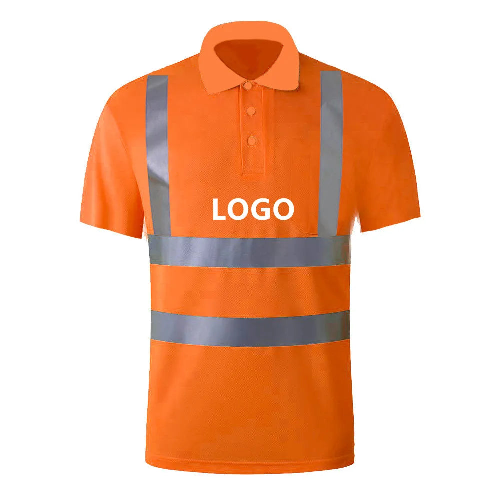 Custom Logo Worker Mining Oil Gas Industrial Construction Workwear Traffic Road Reflective Safety T Shirt Hi Vis Work Polo Shirt
