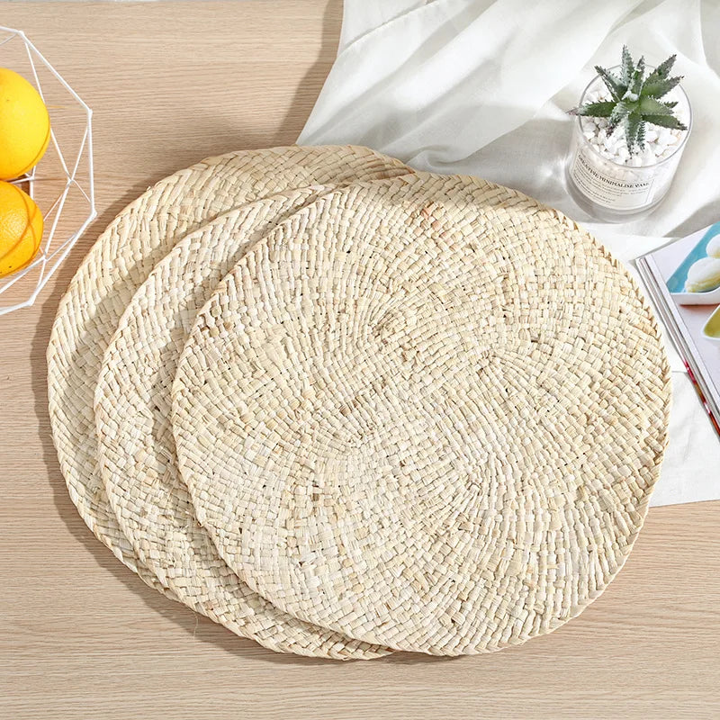 Corn Husk Weave Table Placemats Insulation Placemats Kitchen Table Thicken Plate Mat Placemat