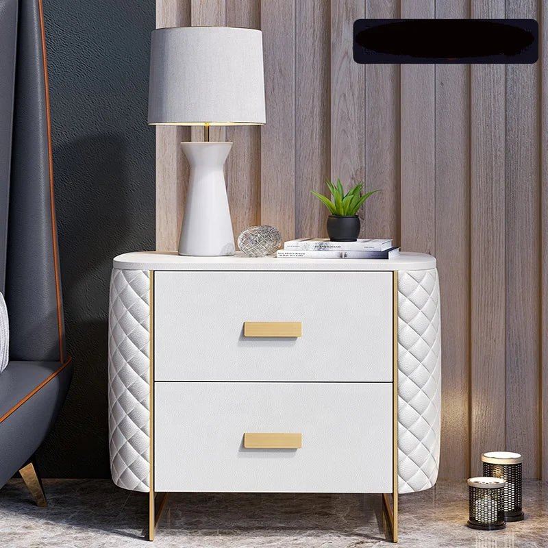 Italian Design Wholesale China Manufacturer Modern Luxury Night Stands White Leather Nightstand for Bedroom MegaBDM