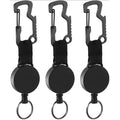 Retractable KeyChain Multitool Carabiner Key Holder Badge Clip Plastic Heavy Duty Badge Reel 24 Inch Steel Cable