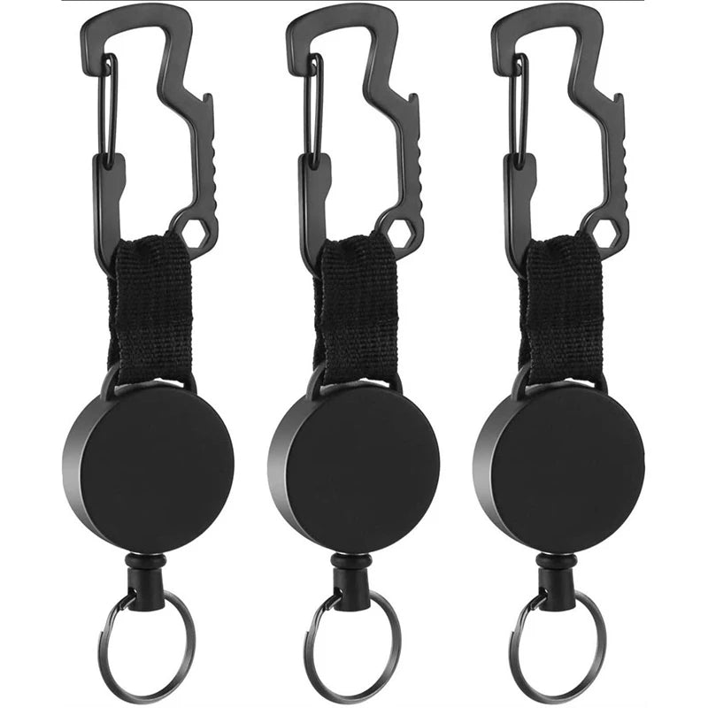 Retractable KeyChain Multitool Carabiner Key Holder Badge Clip Plastic Heavy Duty Badge Reel 24 Inch Steel Cable