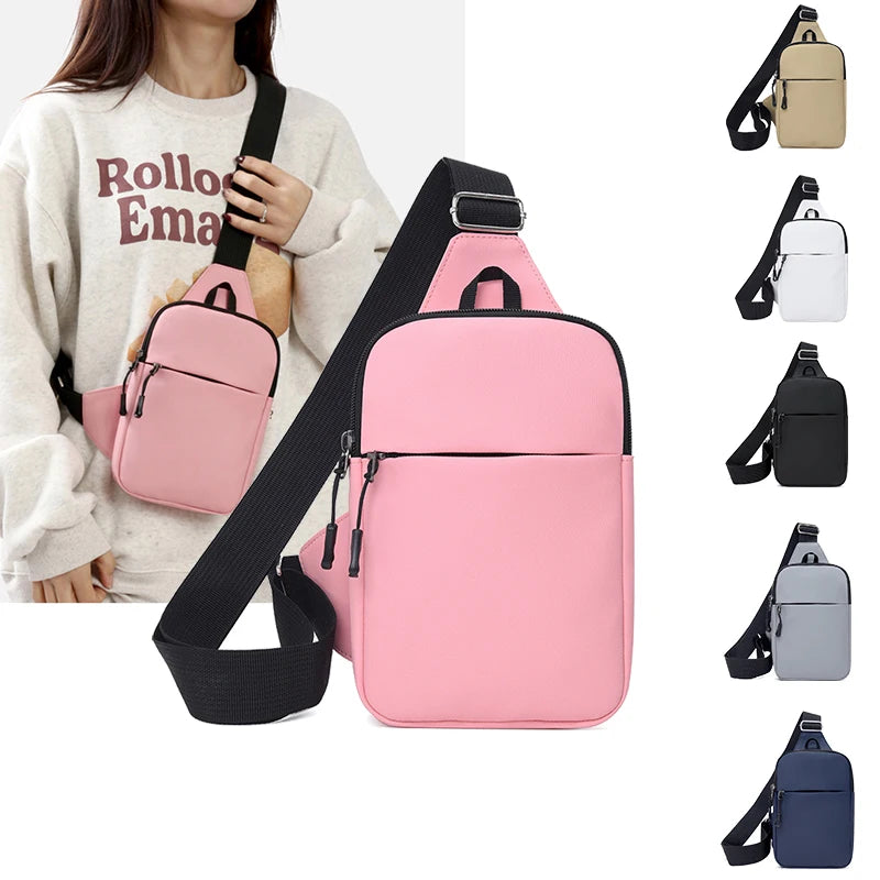 New Trend Korean Pink Oxford Outdoor Crossbody Cellphone Portable Female Sport Mini Chest Bag