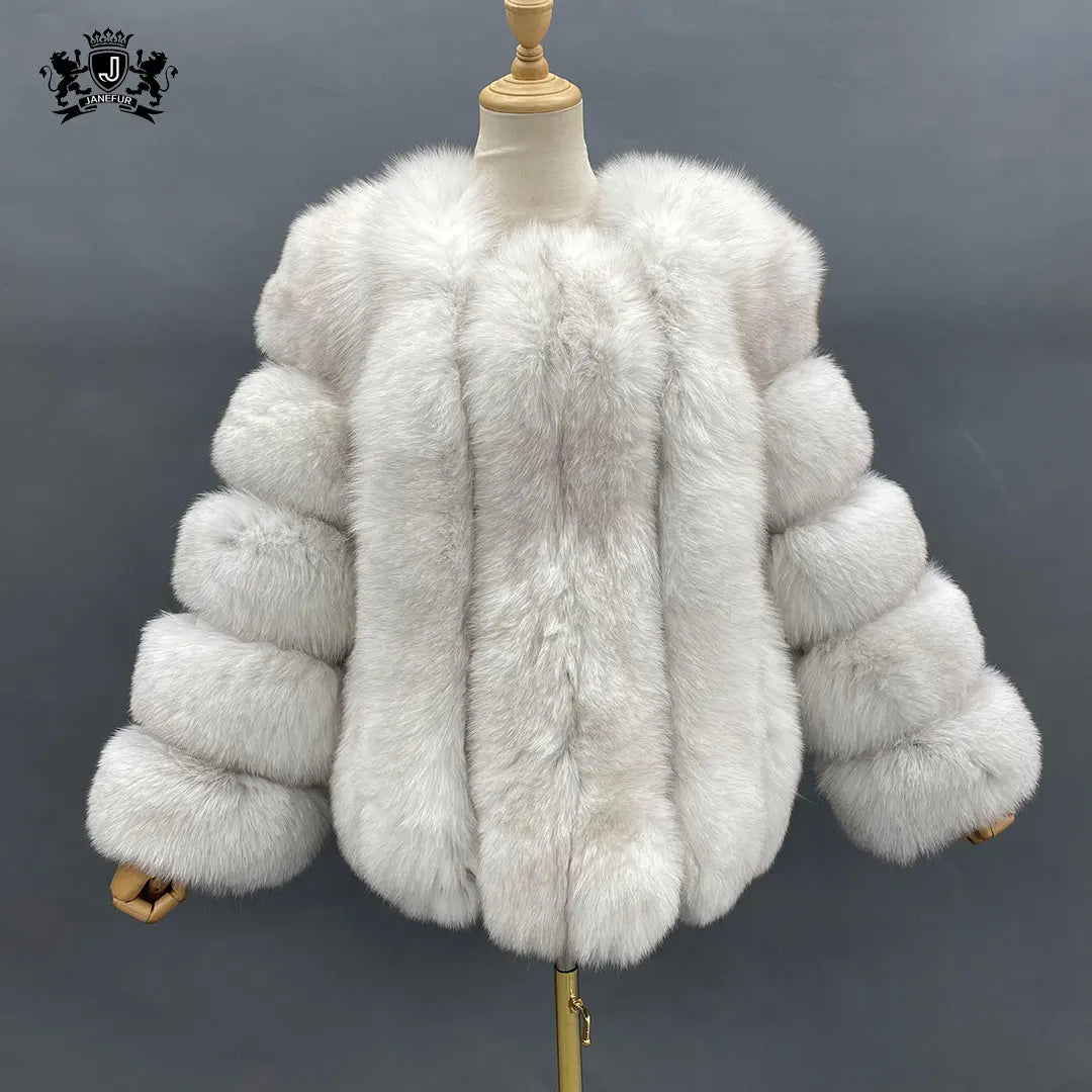 Janefur Ins Fashion Drop Shipping Customized Warm Women Winter Genuine Real Fox Fur Coat
