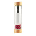RTS Glass Water Bottle with Filter and Bamboo Lid Double Glass Drinkware with Crystal and Custom logo OEM