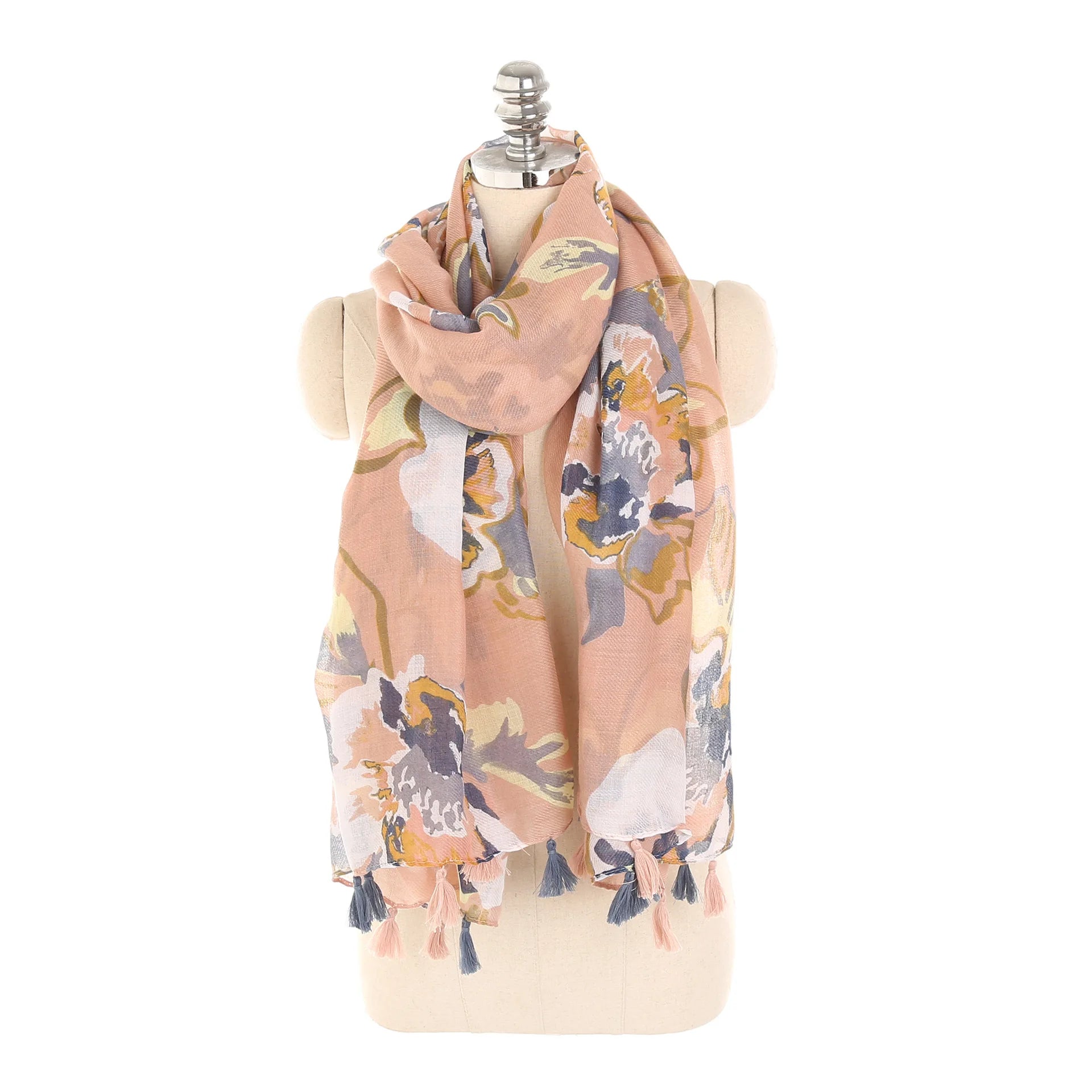 Fashion Custom Design Printed Autumn Plaid Long Cotton Linen Scarf Shawl 85*180 for Women Customisable Tassel