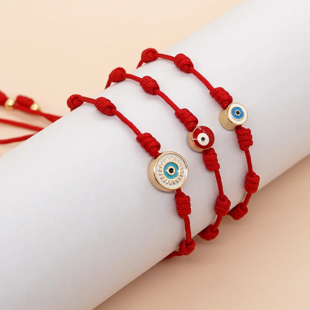 Go2boho Turkey Evil Eyes Charm Cross Bead Bracelet Women Bohemian Handmade Braided Adjustable Red Rope Fashion Jewelry Bracelet