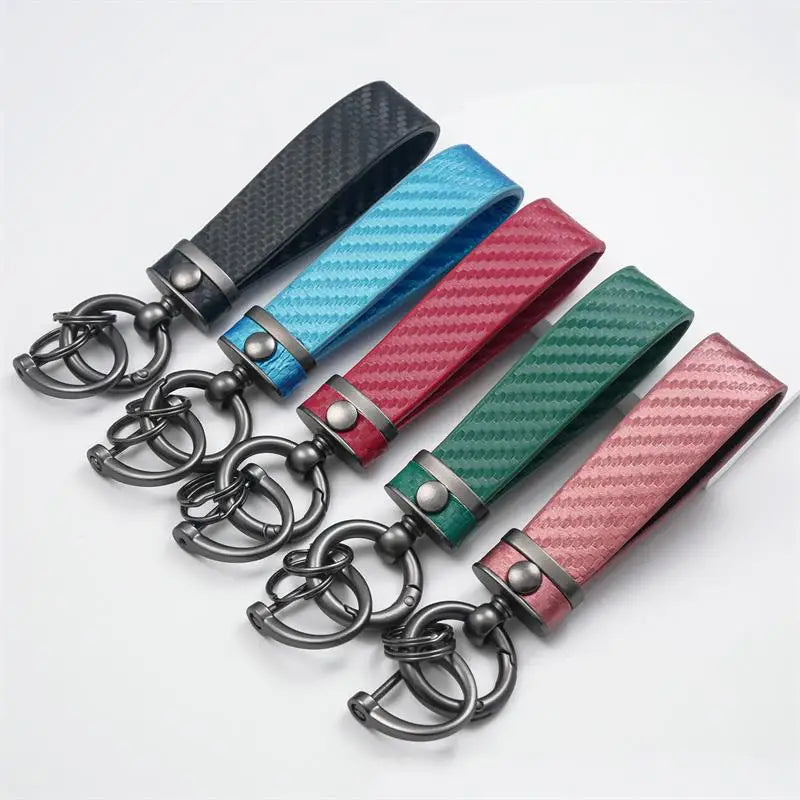 Custom logo Personalized Carbon Fiber Style Car Keychain Microfiber Leather Key Chain Universal Key Chains for Men and Women