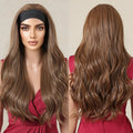 Factory Direct Long Brown Wavy Headband Wigs Curly Headband Synthetic Hair for Black Women Daily Party Cosplay