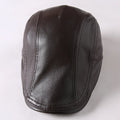 X1752   Genuine Leather Hats  Sheep Skin Leather Caps Men Autumn Winter Beret Hat Real Skin Baker Boy Hat