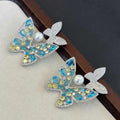 Two Tone Crystal Butterfly Brooch Inlaid with 7-8mm Natural Freshwater Pearls Special Offer for Party or Gift Jewelry