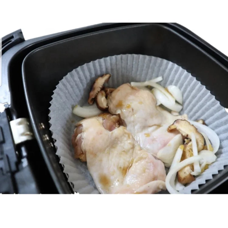 Disposable Greaseproof Waterproof Heat Resistant Food Grade Perforated Parchment Paper Cupcake Liners for Air Fryer Oven Baking