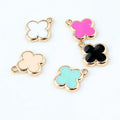 13x15mm DIY Gold Plated Zinc Alloy Diy Jewelry Making  Accessories Enamel Enameled Clover 4 Leaf Clover Flower Pendant Charm