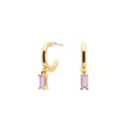 LOZRUNVE 925 Sterling Silver 18k Gold Vermeil Hand-made Delicate Baguette Dangle Huggie Hoop Earring