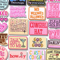 Pink Cowboys Cowgirl Boot Western Rodeo Embroidery Patches Custom Embroidered Logo Iron on Patches for Trucker Hat Clothing
