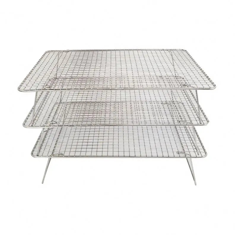 304 Stainless Steel 3-Tier Baking Cooling Rack Kitchen Sliver Non-stick square Food Bread Cake Cookie Cooling Racks for Baking