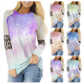Wholesale Tie Dye Shirts Causal Patchwork t Shirt Long Sleeve Shirts for Women Plus Size Blouse