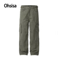 For Y2K Retro Flat Green Canvas Overalls 100% Cotton Men's Women's Loose Straight Casual Eco-friendly Slimming