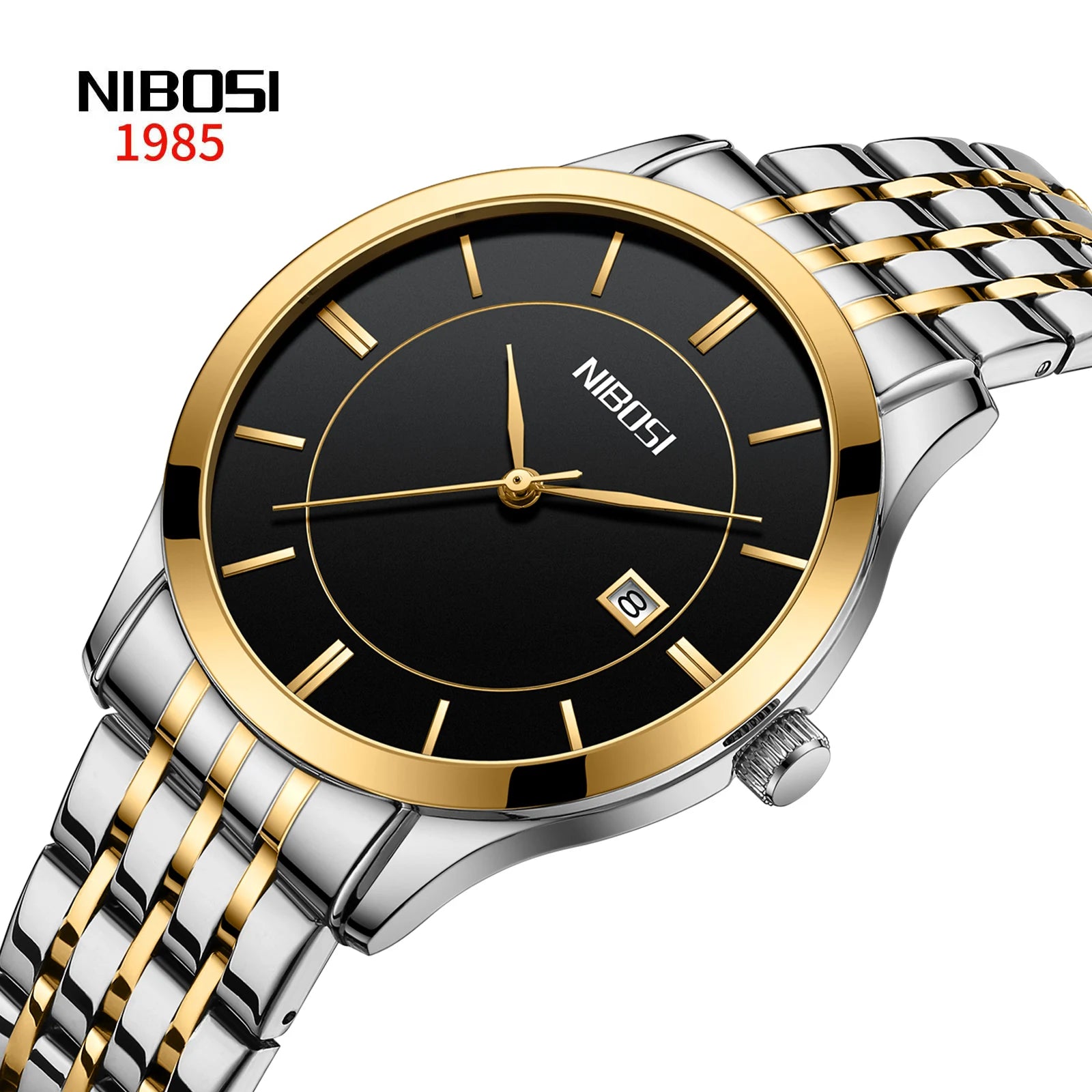 NIBOSI 2567 Simple Business Men Watch Luminous Wristwatches Stainless Steel Quartz Watches