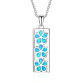 Trendy S925 Sterling Silver Pendant Necklace with Blue Opal Rhodium Plated Geometric Shape for Women-Engagement & Party Jewelry