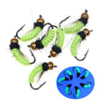 Artificial Insect Bait Lure  Fluorescent Nymph Scud Bug Worm Fly UV Brass Bead Head Wet FliesTrout Grayling Fly Fishing Bait