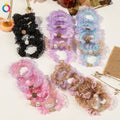 QIYUE New Lace Mesh Colored Hair Tie Simplicity Does Not Hurt the Hair Rhinestone Hair Rope