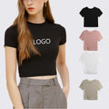 Women's Custom White T-Shirt with Crew Neck Cotton Knitted Fabric Casual Style Private Label Summer Graphic Print Clothing