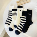 Wholesale Fashion Men Women Black and White Socks Striped Lady Long Socks Cotton Sock