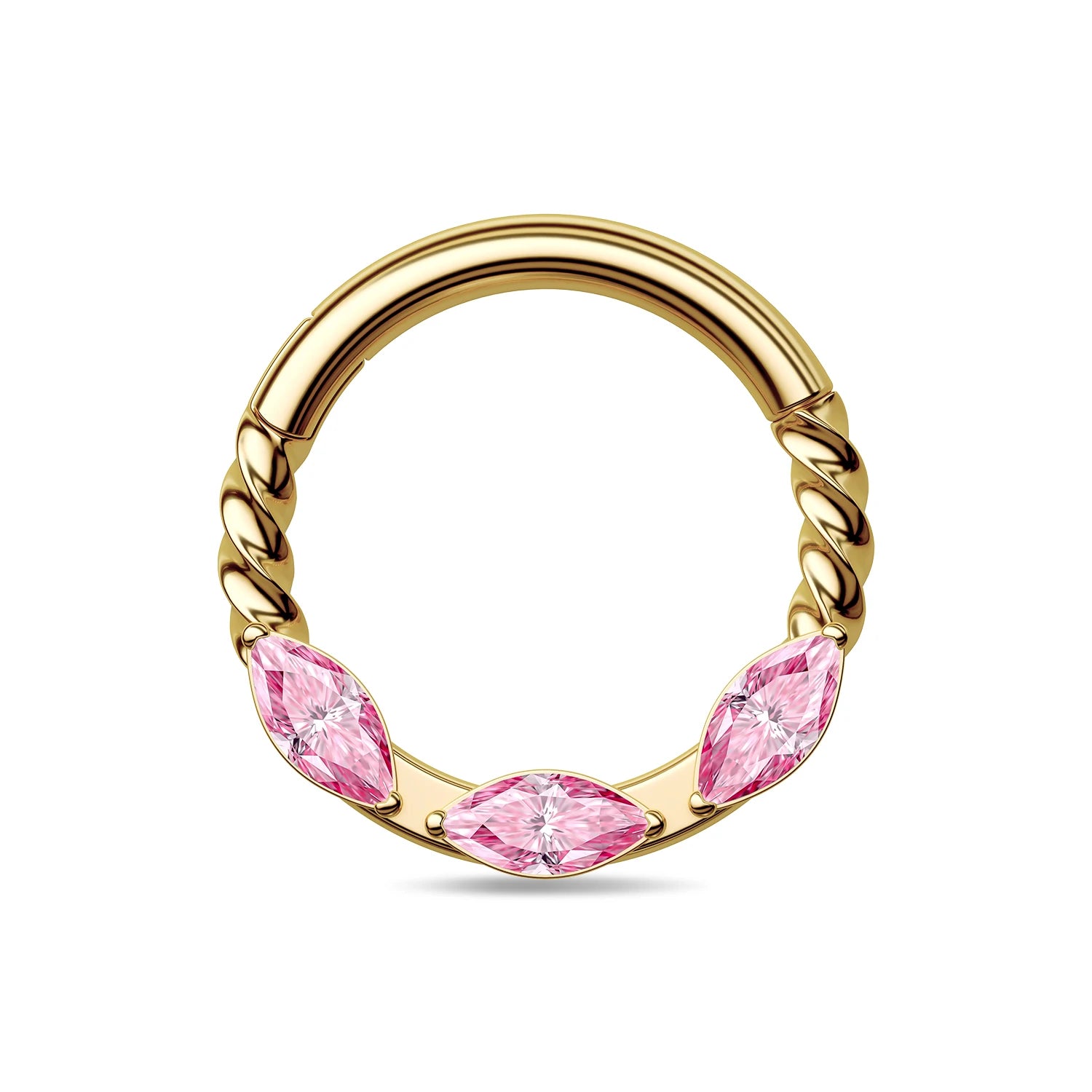 TOPOSH Titanium Zircon Pave Set Hoop Vertical Marquise Cluster Hinged Clicker Ring for Daith Septum Cartilage Piercing Jewelry