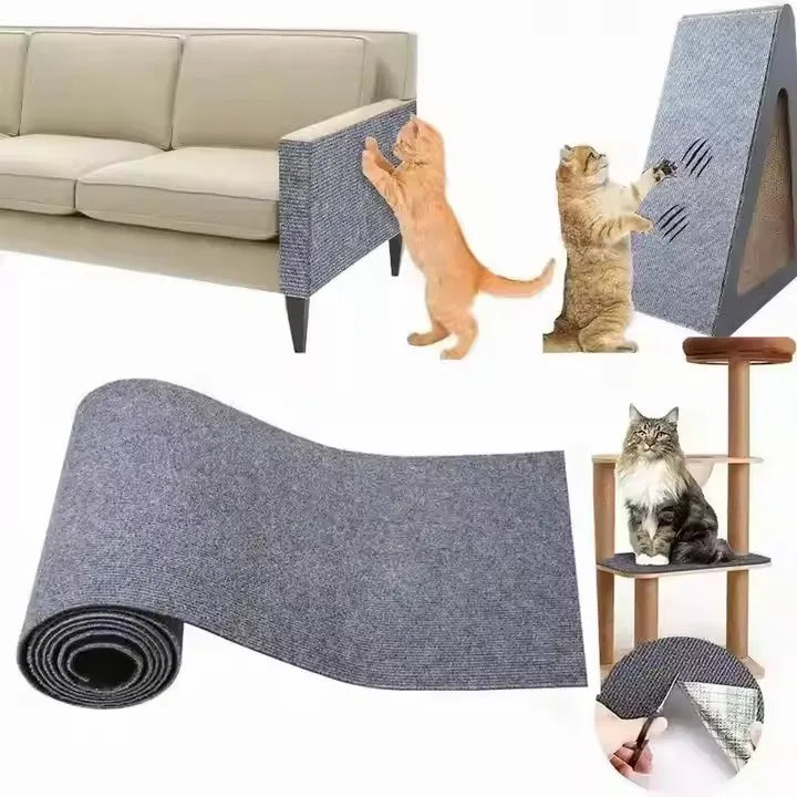 Cat Scratching Post DIY Climbing Carpet Trimable Self Adhesive Carpet Mat Pad Cat Scratch Furniture Protector Cat Training