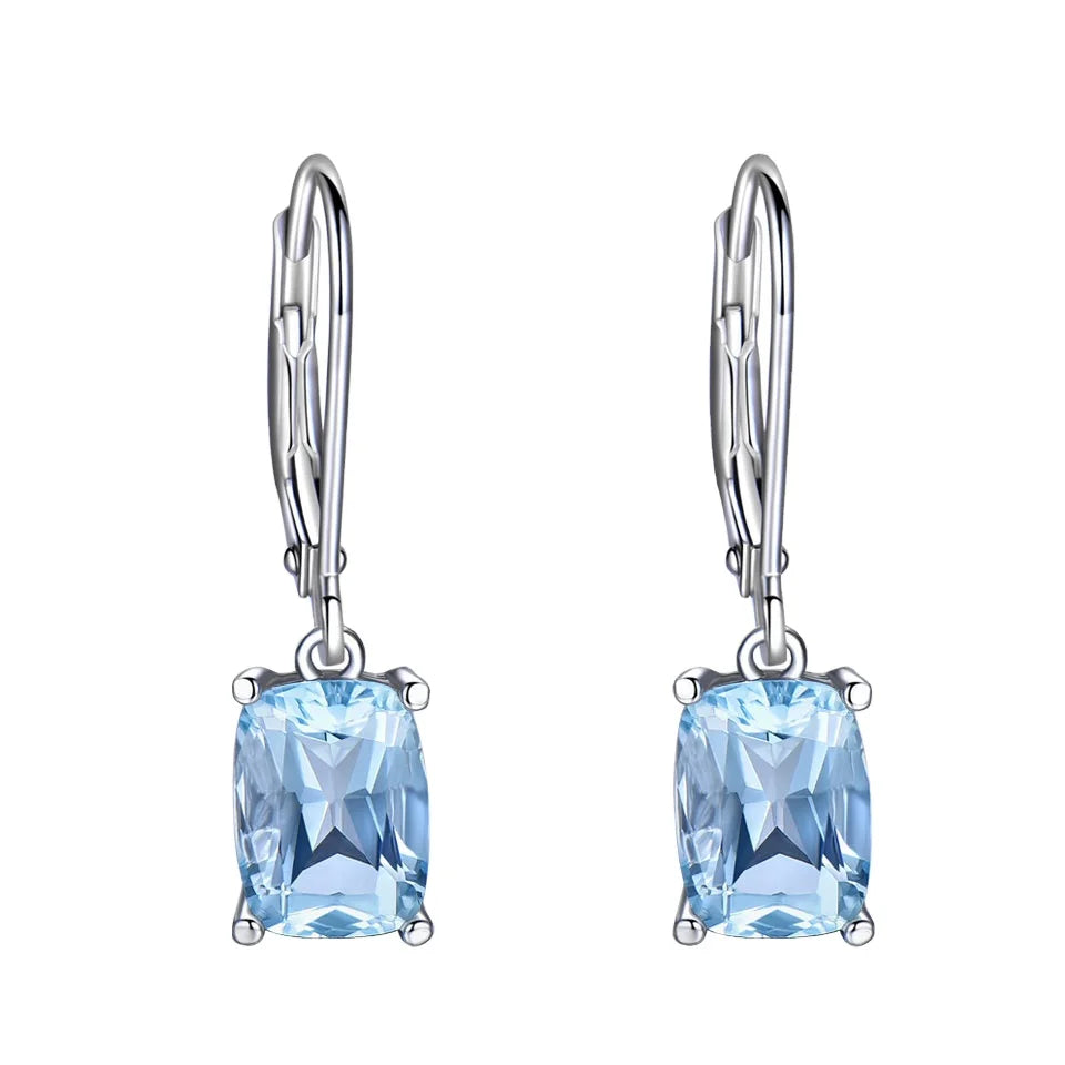 Shinny Stone Dangle Stud Earrings for Women Gemstone Fashionable Topaz Pendant Earing Fine Jewelry