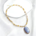 New Fashion Beautiful Women Jewelry 6mm Natural Stone Beaded Necklace Oval Agate Pendant Choker Necklace