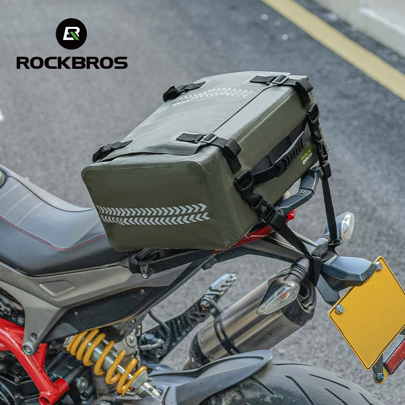 ROCKBROS High Capacity Tail Bag Motorcycle Waterproof  Saddle Bags Bicycle Rear Rack Pannier Duffel Delivery Bag Motorcycle