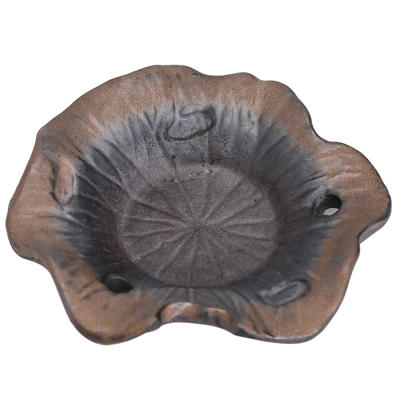 Vintage Ceramic Coasters Handmade Coarse Pottery Tea Cup coaster Lotus Leaf Creative Kung Fu Tea Set Tea Ceremony Utensils