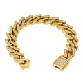 13mm Gold Miami Cuban Link Bracelet Iced Out Bracelet Diamond CZ Yellow Gold Plated Bracelet Hip Hop Chain