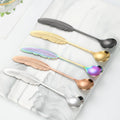 Dessert Spoon with Feather Shape Creative Stainless Steel 18/8 Stirring Tea Coffee Spoon