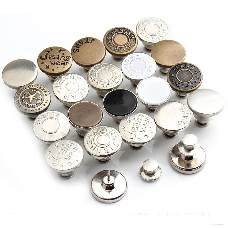 Custom Logo Plating Nail-Free Removable Adjustable Luxury Instant Brass Alloy Material Shank Style Garment Decoration Jean