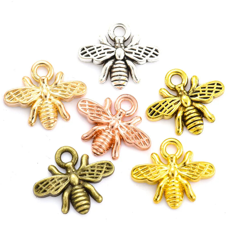 YuenZ 6 Color Small Bee Charms Alloy Metal Insect Pendants for DIY Necklace Bracelet Earring Jewelry Making 12*15mm D2114