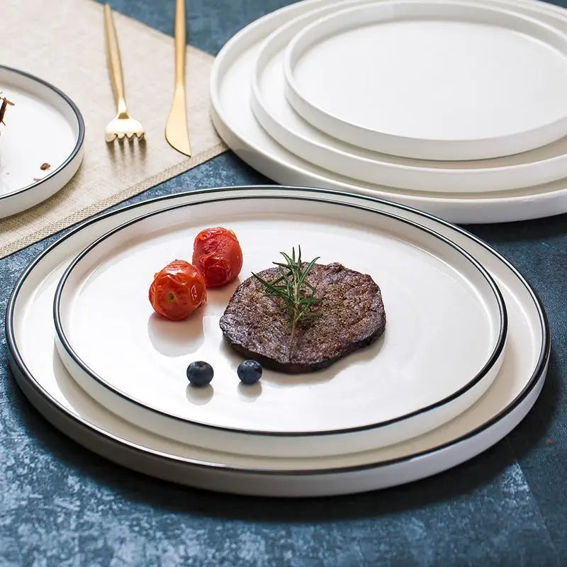 Wholesale Ceramic Dinner Plate Porcelain Steak Fruit Dessert Pizza Sushi Serving Tray Show Platter Kitchen Restaurant Tableware