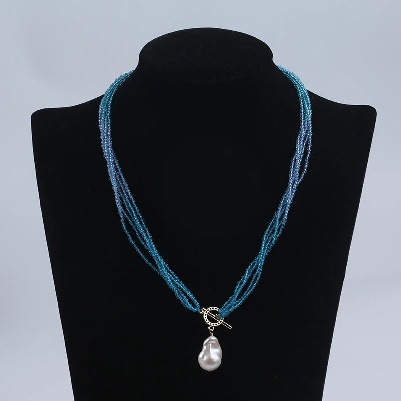 Zhuji New Design Crystal 11-12mm 13-14mm Baroque Pearl Pendant Necklace for Wearing