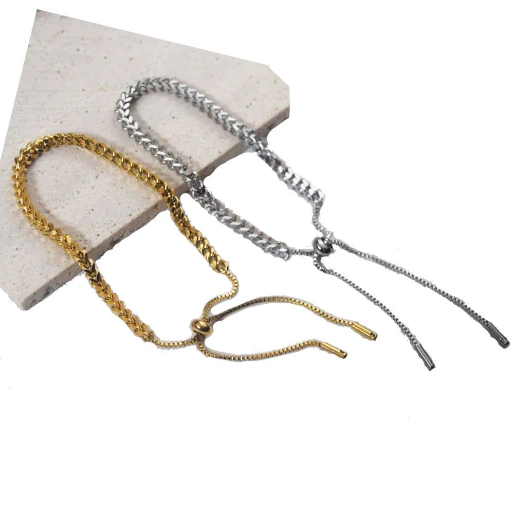 Fashion Trendy Stainless Steel Chunky Wheat Cob Chain Bracelet Jewelry Gold and Steel Color