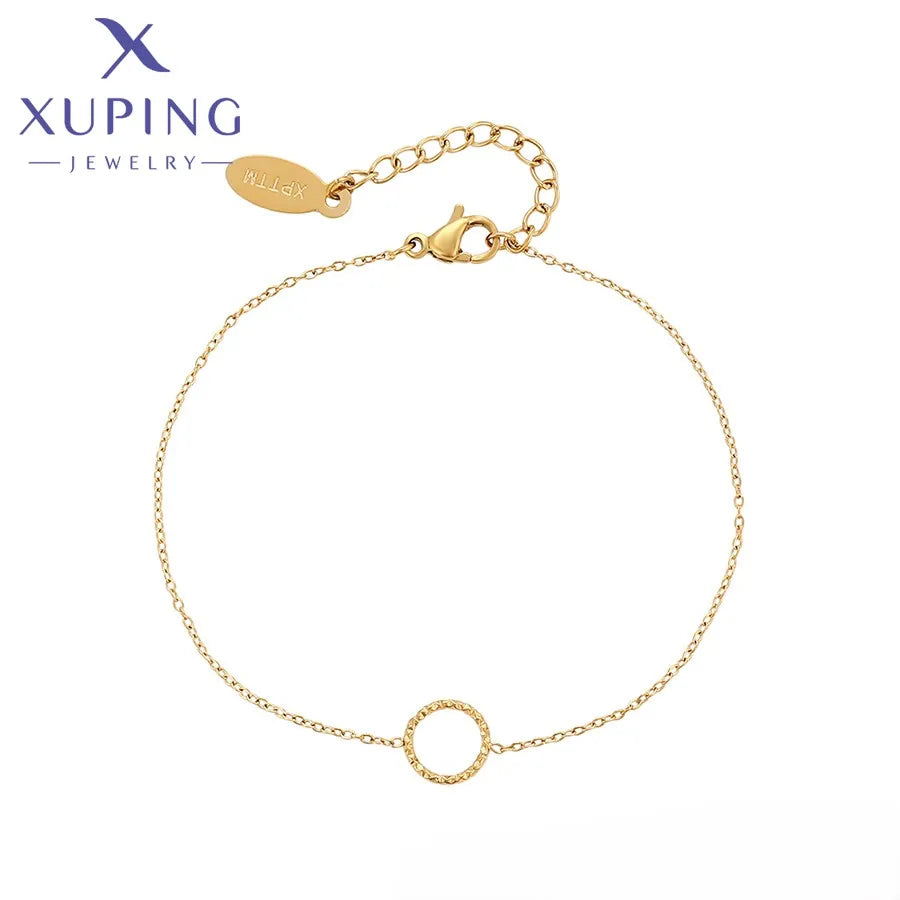 T000968382 XUPING JEWELRY 24K Gold Color Elegant Luxury Stainless Steel Round Women Fine Fashion Gold Jewelry Bracelet