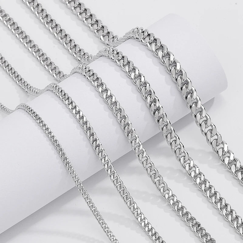 Wholesale 925 Sterling Silver Diamond Cut Cuban Chain 1mm 1.5mm 1.8mm 2.3mm 3mm 3.5mm 4mm 5mm 6mm 7mm Chain Necklace