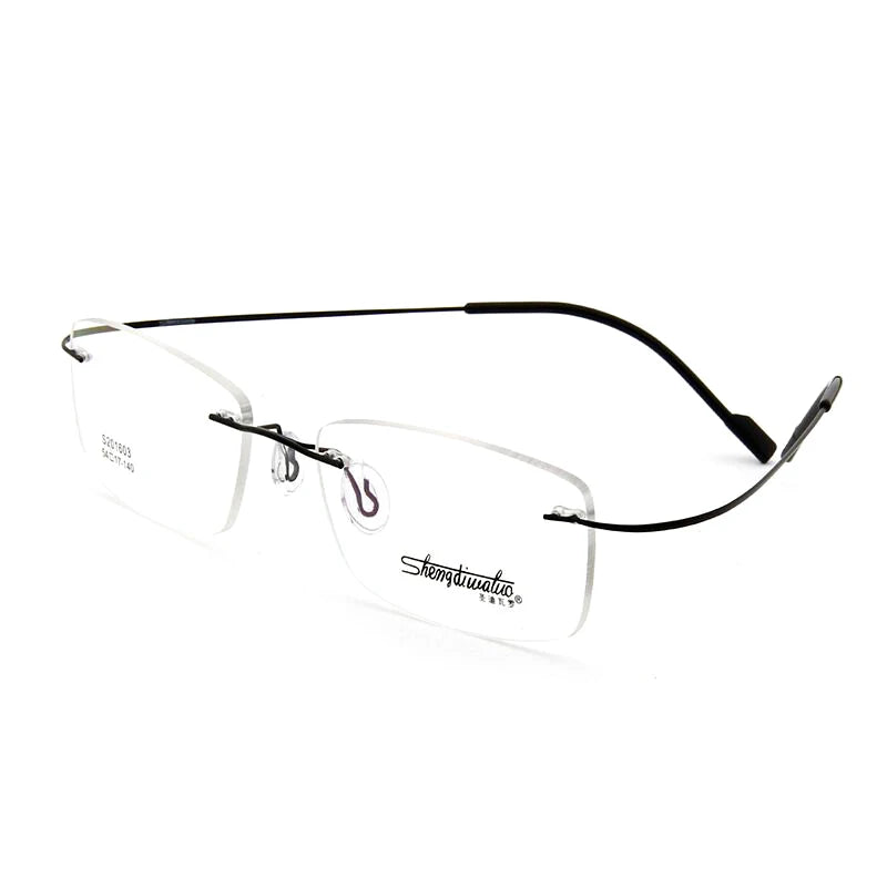 S-201603 Fashion Super Light Super Elastic Anti slip Metal Rimless Rectangle Lens Glasses Frame