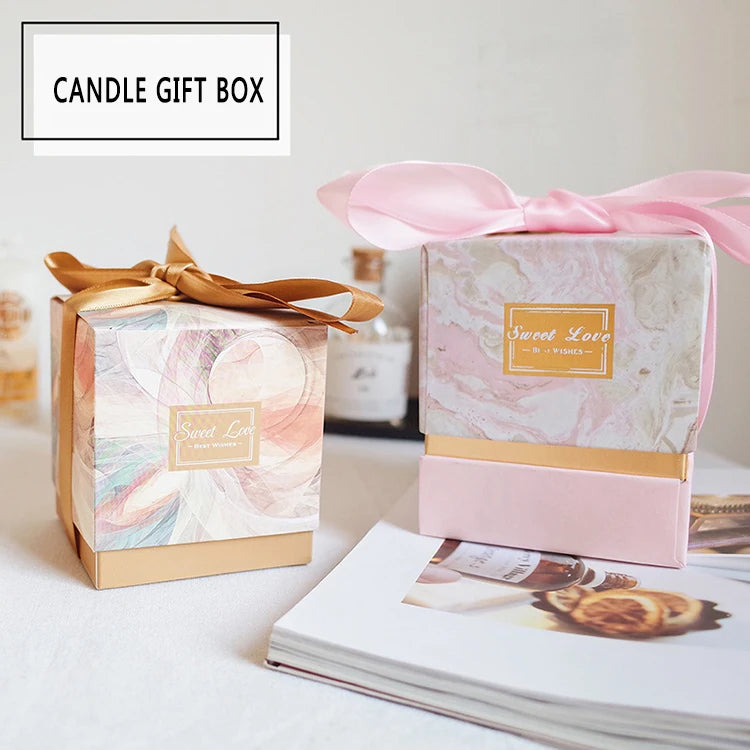 Custom logo pink Rectangle Luxury Candle Packaging Boxes Empty Candle Jars with Gift Box