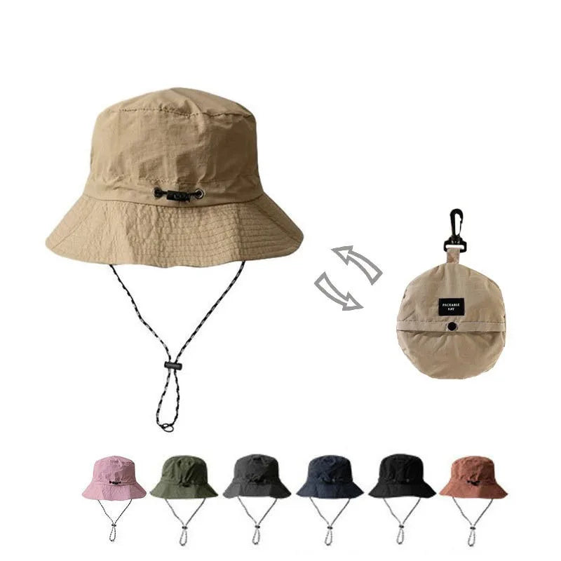 Fast Dry Hiking Bucket Hat Custom Drawstring Adjustable Fisherman Hat Unisex Folding Wide Brim Hat for Outdoor Hiking & Fishing